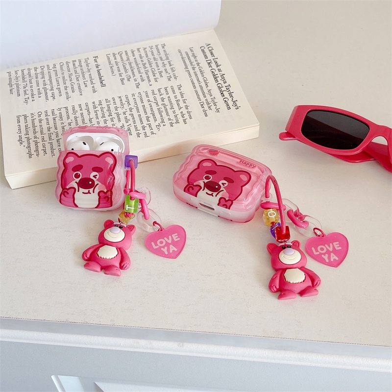 Ốp Bảo Vệ Hộp Đựng Tai Nghe AirPods 1 / 2 / 3 Hình Gấu Và Dâu Tây Xinh Xắn