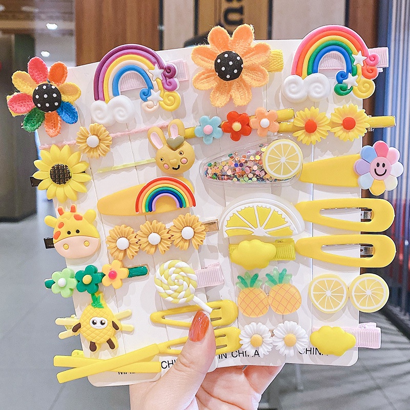 Set 14 Kẹp Tóc Hình Bông Hoa Nhiều Màu Sắc Dễ Thương