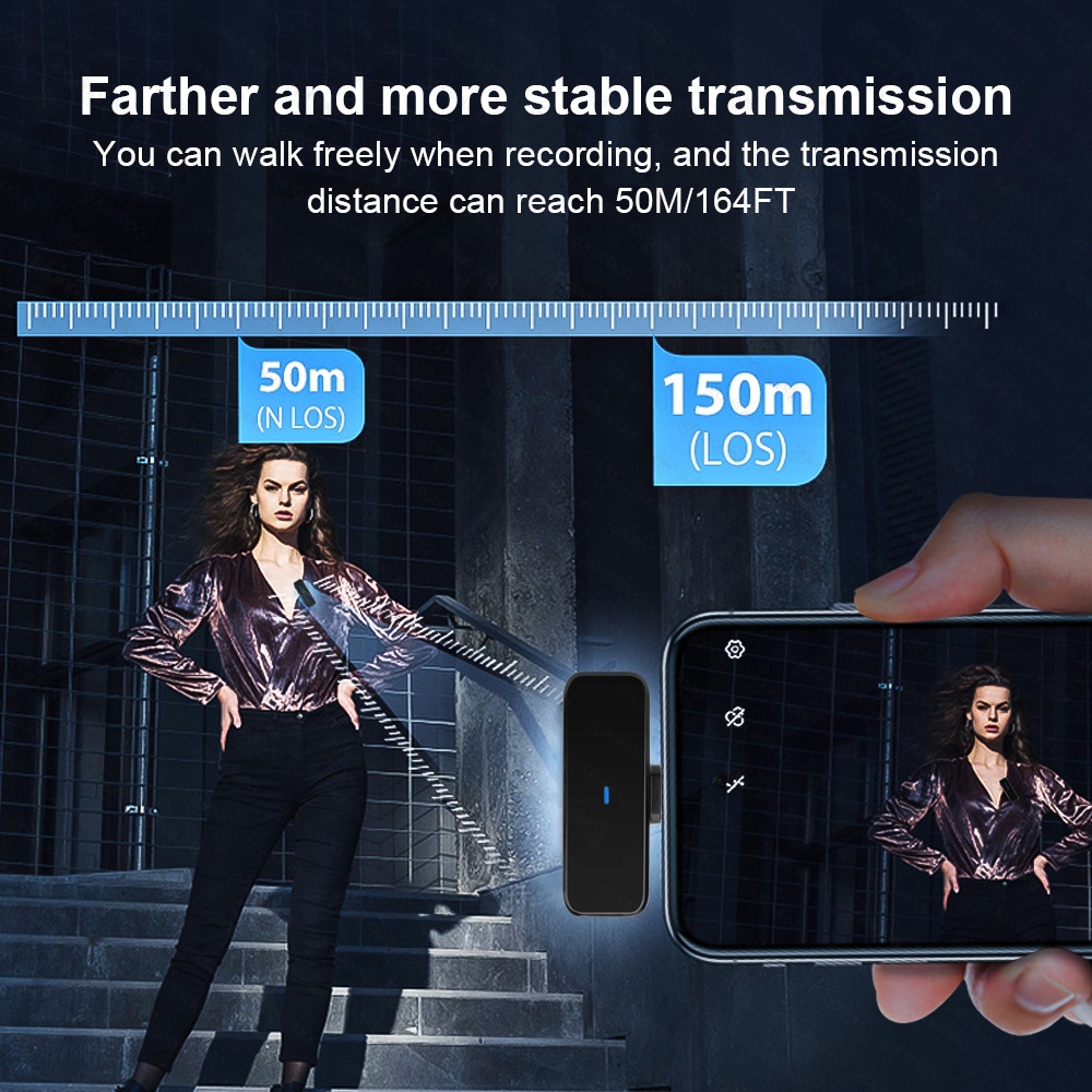 Micro Cài Áo Không Dây Với Màn Hình LCD Hai Kênh Ghi Âm Cho iPhone Android Laptop Live Stream