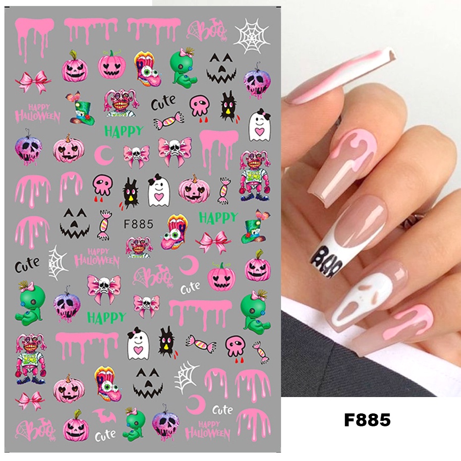 Miếng Dán Trang Trí Móng Tay Hình Đầu Lâu / Ông Già Noel Hoạt Hình 3D Dễ Thương LAF884