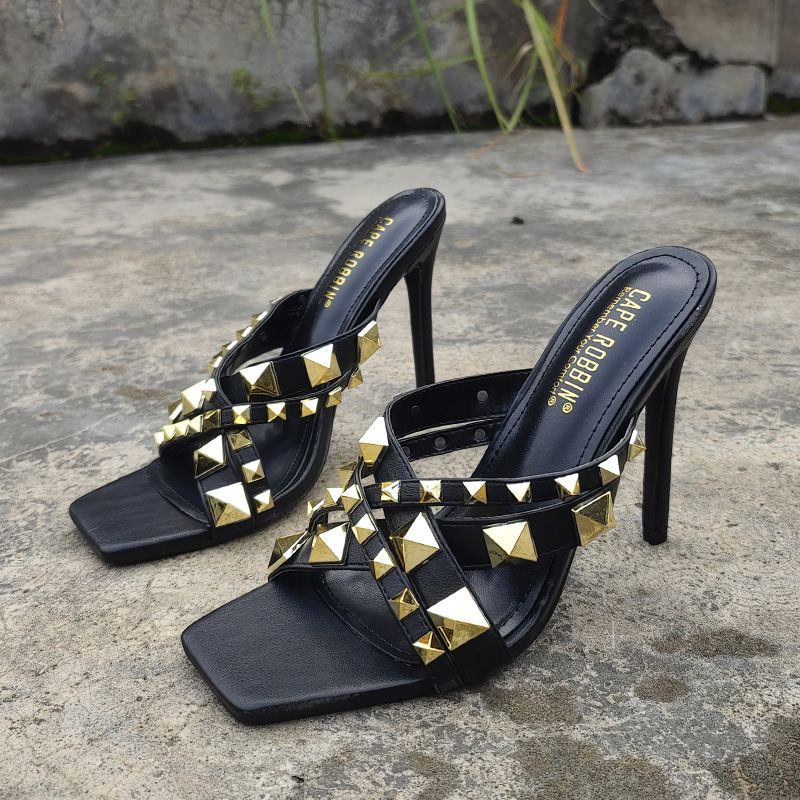 Dép Cao Gót Mũi Vuông Thiết Kế Quyến Rũ Thời Trang Theo Phong Cách Hoa Kỳ Cho Nữ