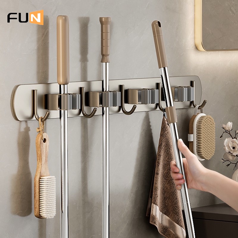 Giá Đỡ Cây Lau Nhà Gắn Tường Không Cần Khoan Lỗ Có Móc Cố Định