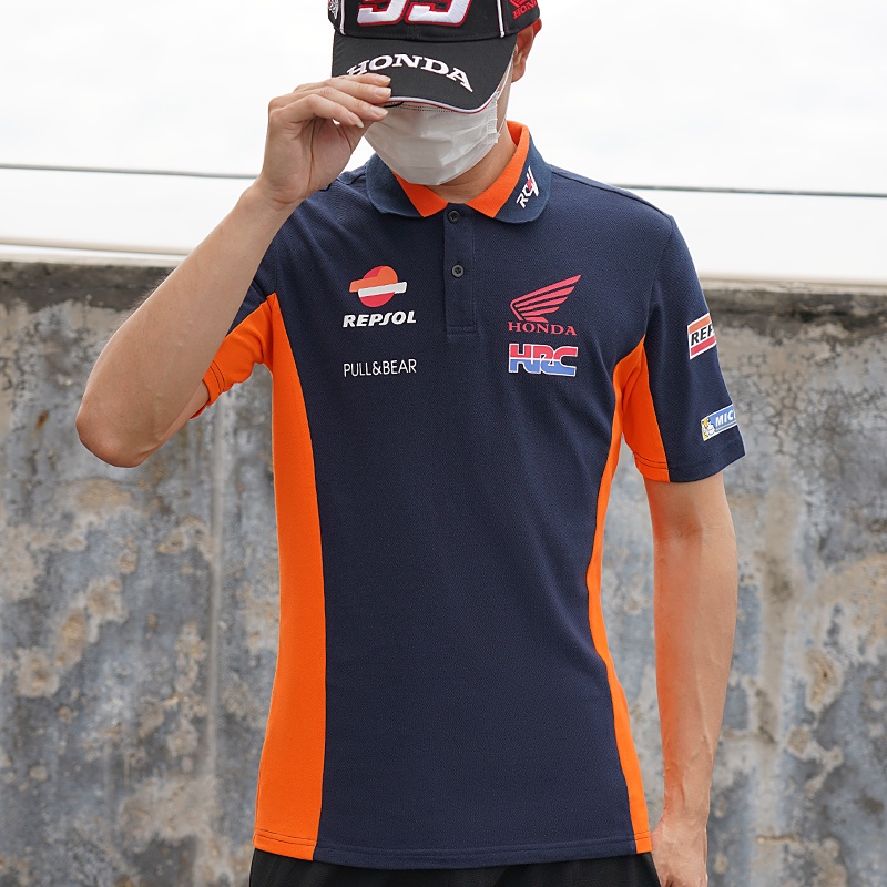 Áo polo Ngắn Tay Thoáng Khí Thoải Mái In Logo Honda Cá Tính Cho Nam