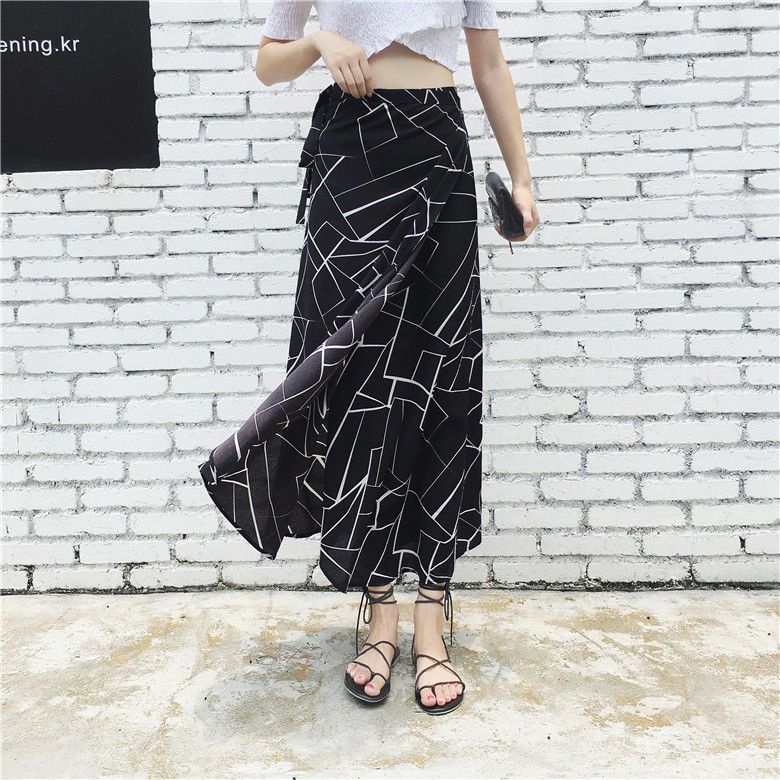 Chân Váy Voan Dài In Họa Tiết Hoa Xẻ Tà Quyến Rũ Thời Trang Đi Biển