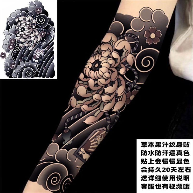 Hình Xăm Dán Cánh Tay Họa Tiết Hoa Anh Đào / Lượn Sóng Truyền Thống Nhật Bản Cổ Điển Bán Vĩnh Cửu Cho Nam Nữ