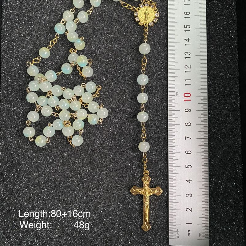 Chuỗi Hạt Cầu Nguyện Thánh Benedict Medal Rosary Màu Xanh Lá Gradient