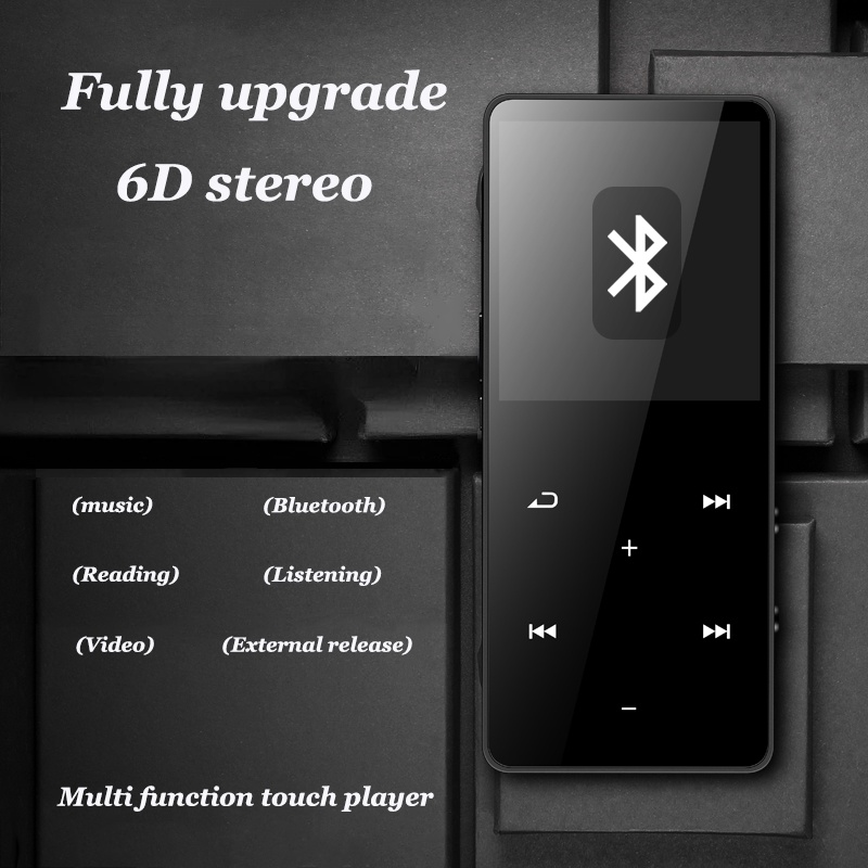 Máy Nghe Nhạc MP3 Bluetooth Mini Màn Hình Cảm Ứng 1.8 Inch Có Đài FM Radio E-book MP4 Mp5 Phong Cách Thể Thao