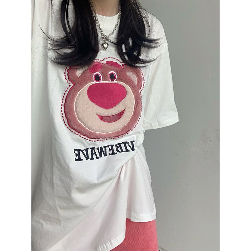 Áo phông ngắn tay gấu dâu 100% cotton