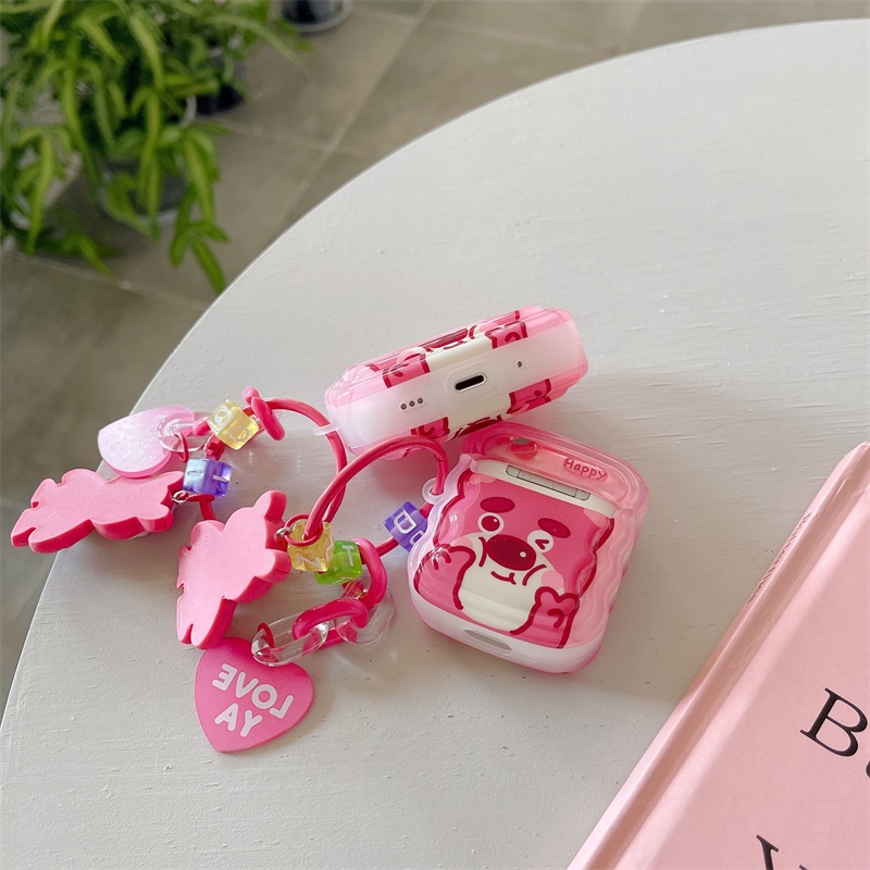 Ốp Bảo Vệ Hộp Đựng Tai Nghe AirPods 1 / 2 / 3 Hình Gấu Và Dâu Tây Xinh Xắn