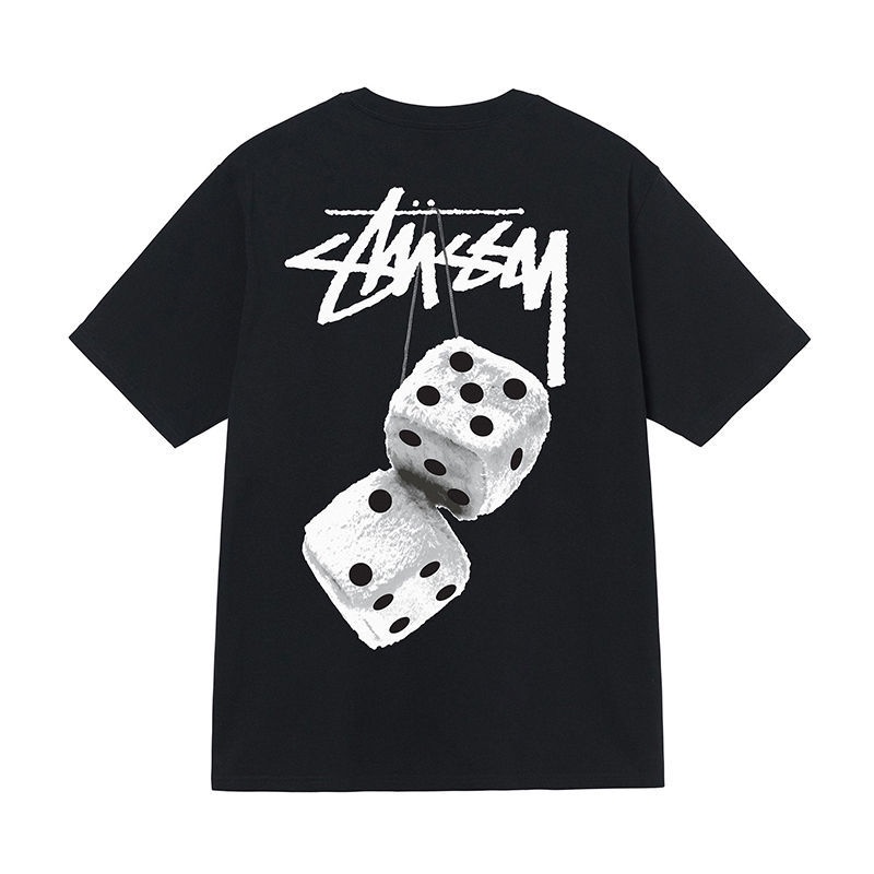 Stussy t-shirt 100% cotton strawberry dice 8 balls tay ngắn cho nam và nữ