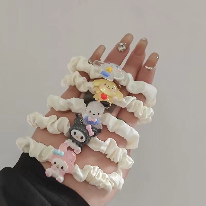 SANRIO Dây Cột Tóc Co Giãn Hình Hoạt Hình Dễ Thương