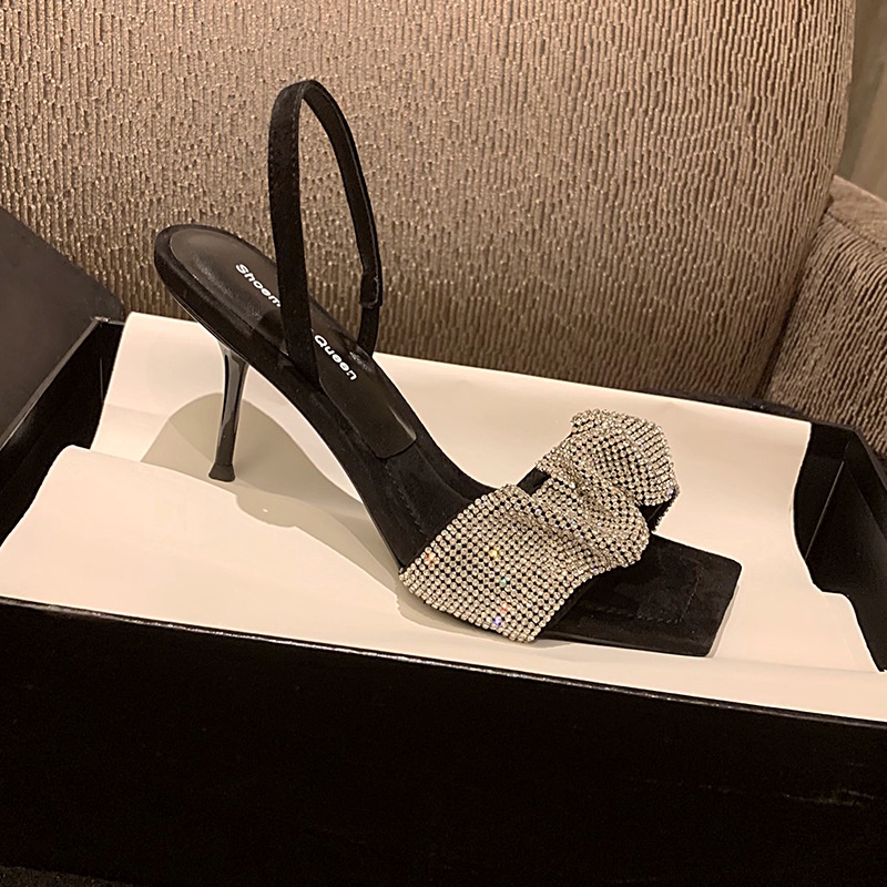 Giày cao gót đế vuông 9 phân nữ sandal cao gót Đế vuông giày dép đế sục nữ mũi nhọn mary jane dép quai hậu nữ