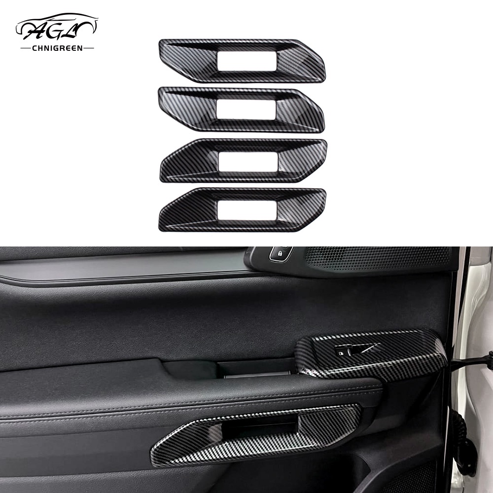 Set 4 Viền Bọc Tay Nắm Cửa Bằng ABS Sợi Carbon Trang Trí Nội Thất Cho Ford Everest Ranger XLT XLS Sport Lariat Wildtrak Raptor 2023