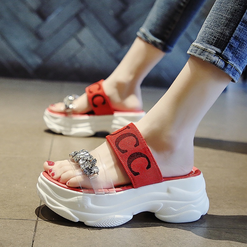 Dép Sandal Đế Dày Thời Trang Đi Biển Mùa Hè 2021 Phong Cách Mới Cho Nữ