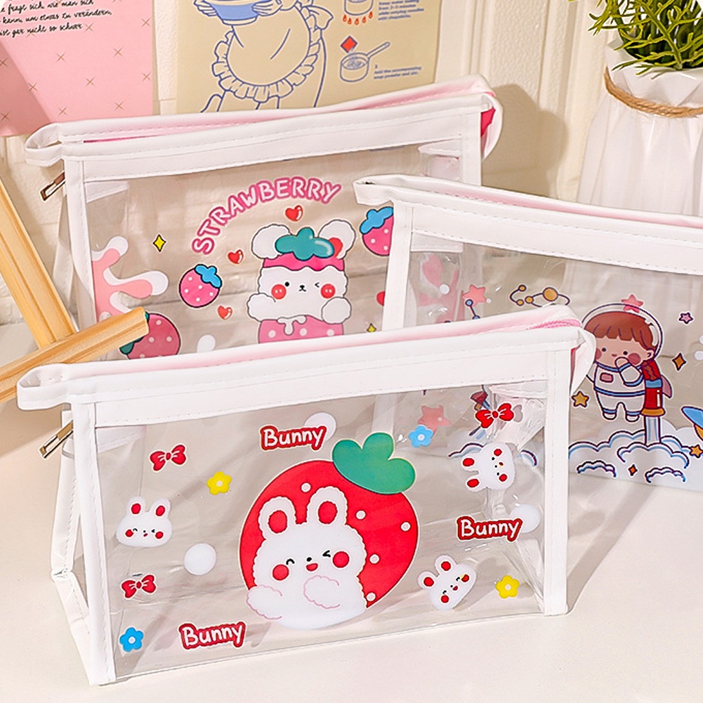 [Đặc trưng] Túi Đựng Bút Bằng PVC Trong Suốt Đa Năng Hình Tam Giác In Họa Tiết Hoạt Hình Dễ Thương