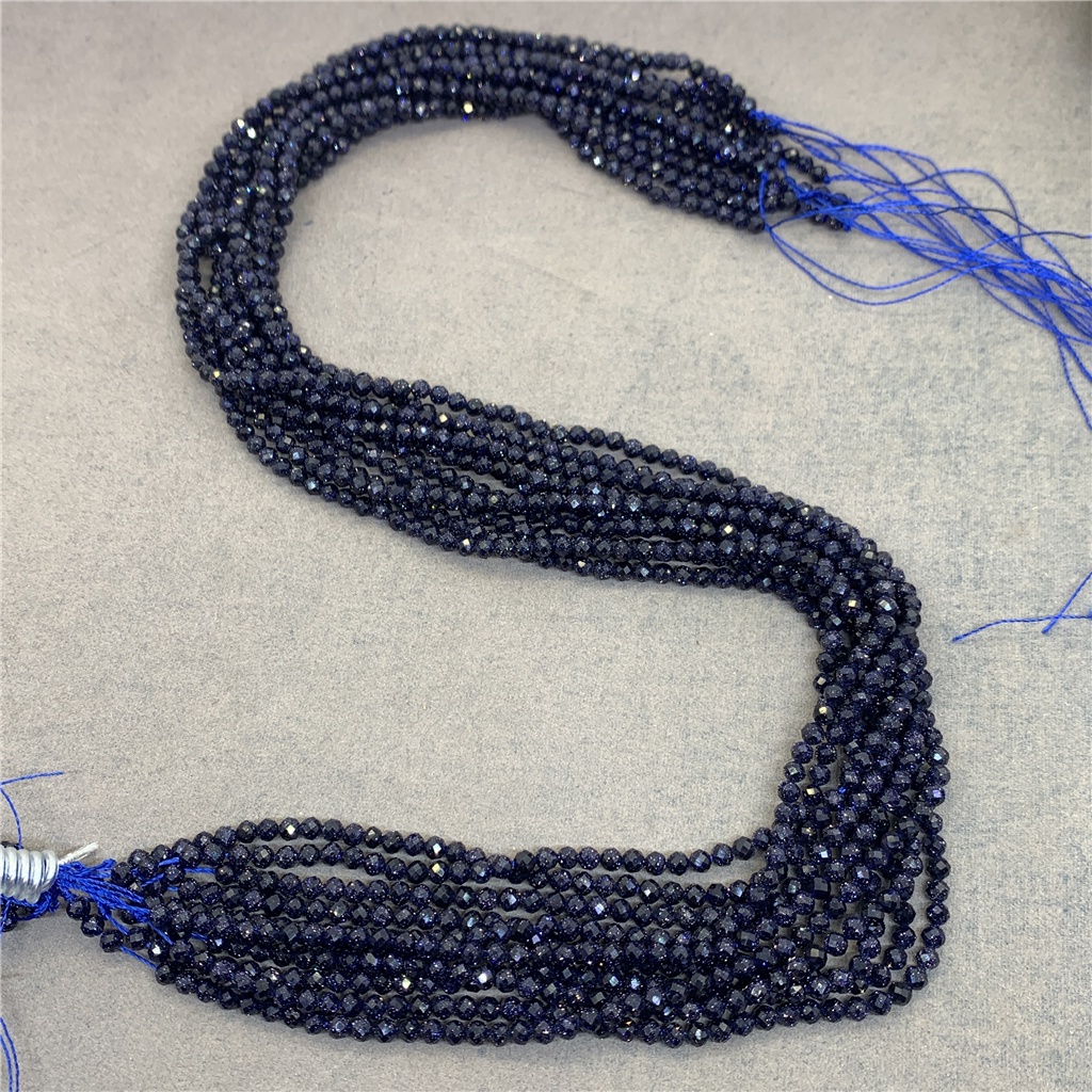 Chuỗi Hạt Đá Tự Nhiên Màu Xanh Dương Kích Cỡ Nhỏ 2 / 3 / 4mm