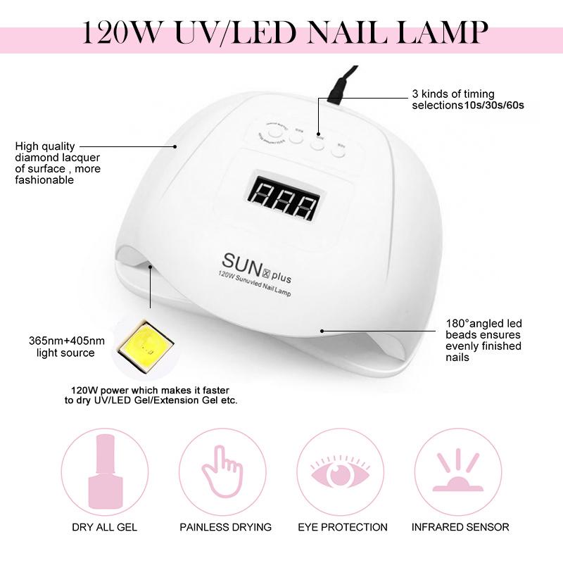 Đèn LED UV 120W UR SUGAR phích cắm EU dùng hong khô sơn móng tay
