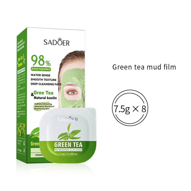 Set 8 mặt nạ bùn LAIKOU 98% trà xanh / gừng / hoa hồng làm sạch sâu lỗ chân lông 7.5g