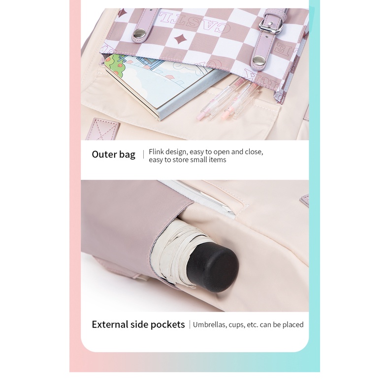 Mr. ace Homme Schoolbag Balo Đi Học Du Lịch Đựng Máy Tính Họa Tiết Kẻ Ô Mặt Trăng Ngôi Sao Cho Nam Và Nữ Sinh Đại Học