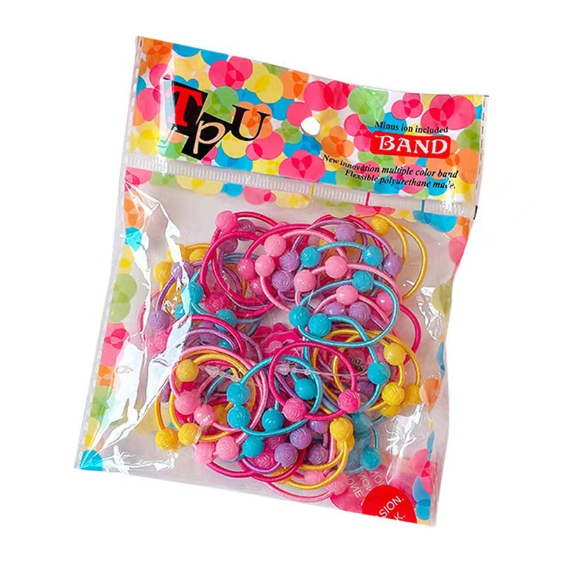 Set 50 Dây Buộc Tóc Co Giãn Nhiều Màu Sắc Cho Bé Gái