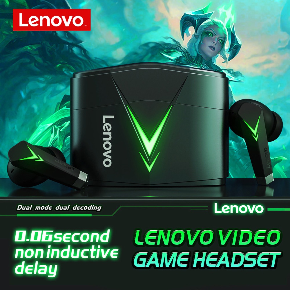 Lenovo LP6 Tai nghe chơi game Bluetooth Chống ồn thông minh Độ trễ thấp Tuổi thọ pin dài Bluetooth không thấm nước 5.