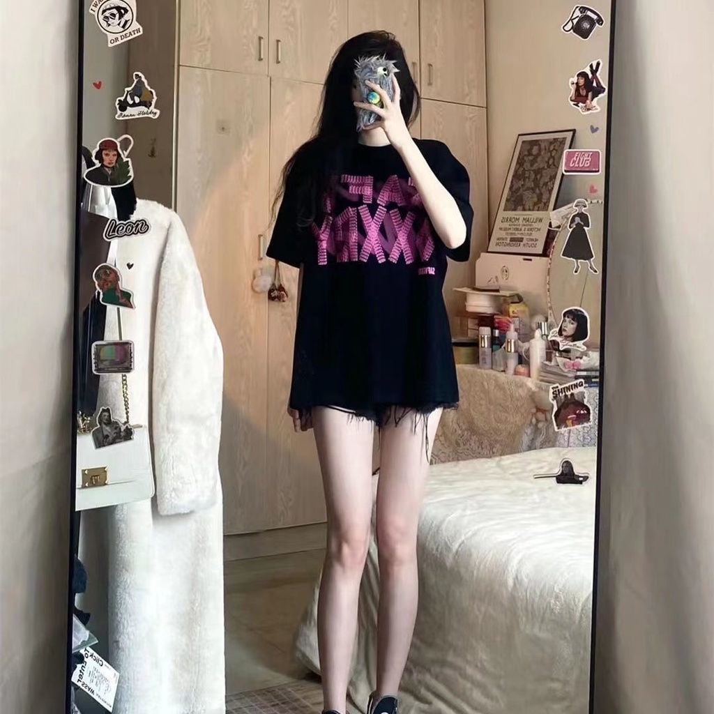 Áo Thun Cổ Tròn Dáng Rộng Plus Size Thời Trang Mùa Hè Dành Cho Nữ