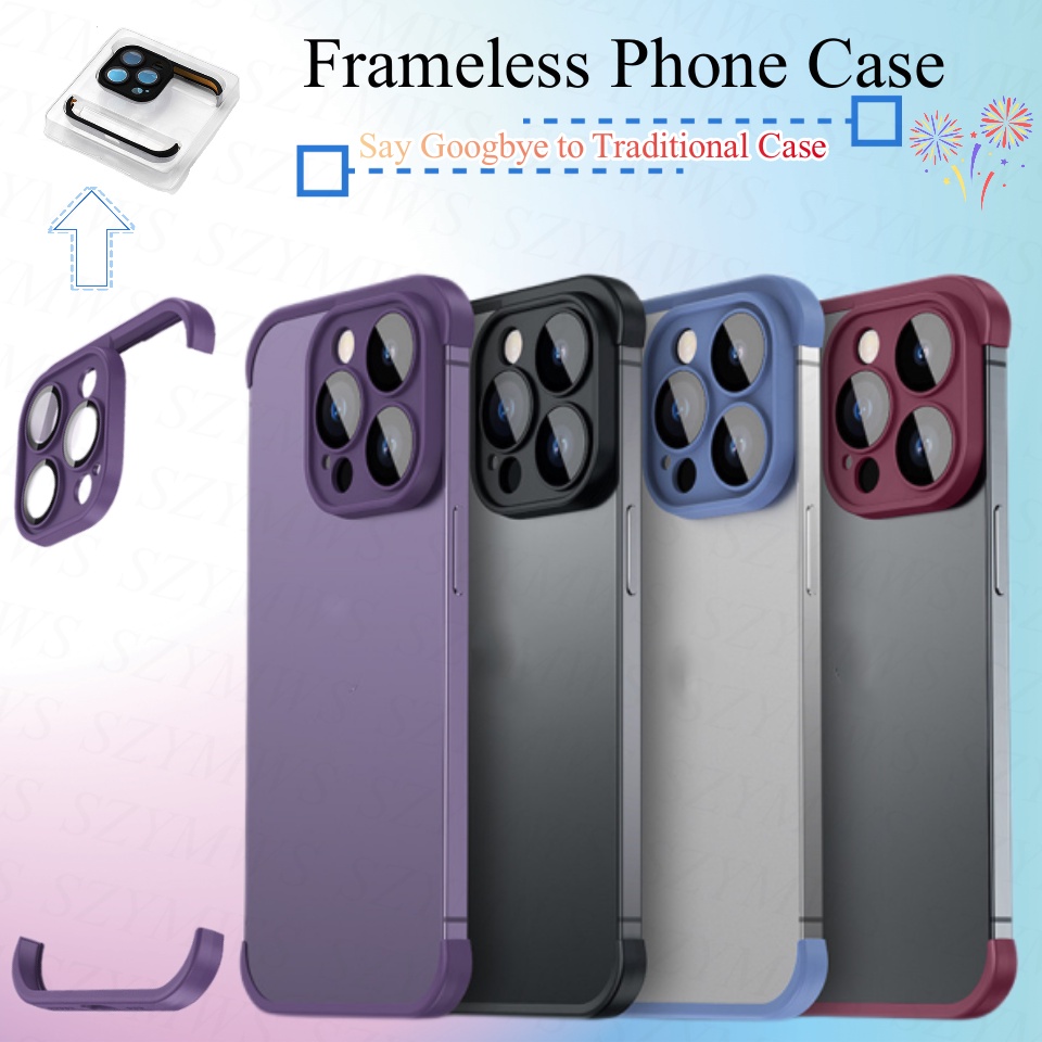 Ốp Điện Thoại Không Khung TPU Góc Edge Pad Tương Thích Cho iPhone 16 15 14 13 12 Pro Max 16 15 14 Plus Vỏ Chống Sốc Có Bảo Vệ Ống Kính Máy Ảnh