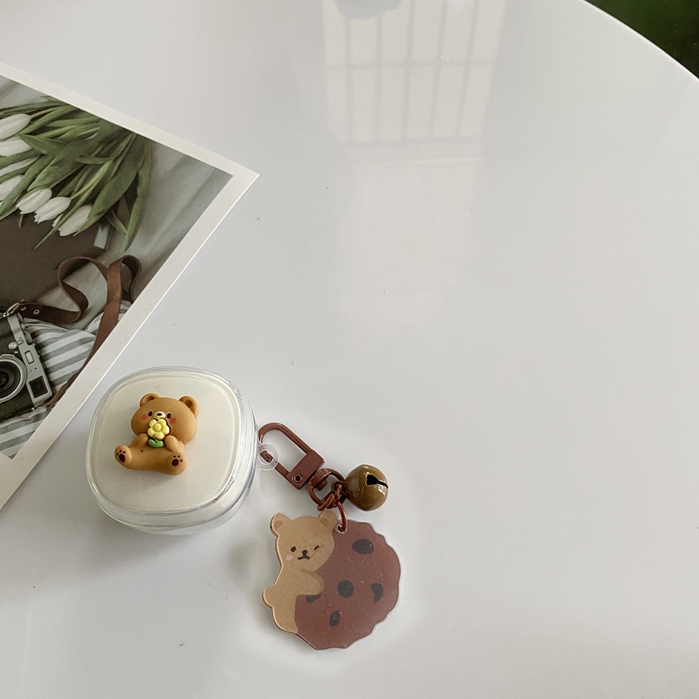 Vỏ Bảo Vệ Hộp Sạc Tai Nghe Bằng Silicon Hình Chú Gấu Dễ Thương Kèm Móc Treo Cho Baseus Bowie WM01 / WM02 WM02 + WM02 + WM02 +