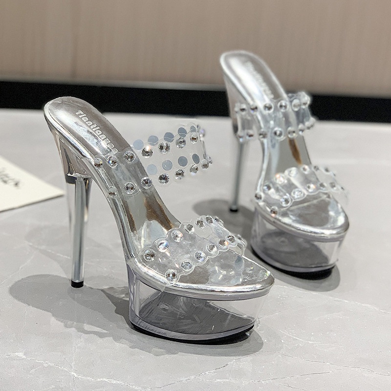 Xăng đan Cao Gót Mũi Nhọn Quai Trong Suốt Thời Trang Mùa Hè Dành Cho Nữ