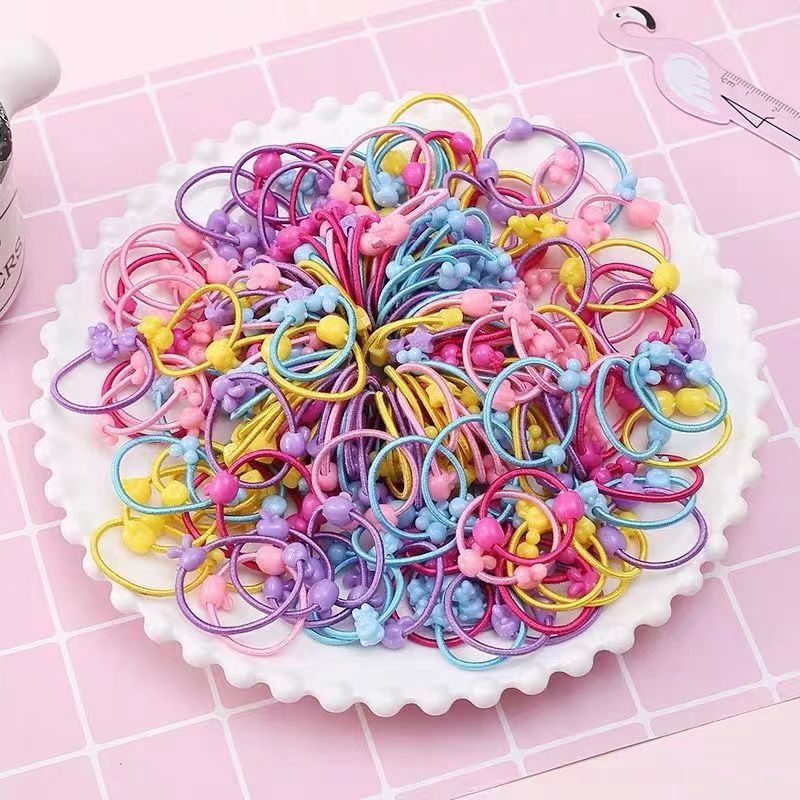 Set 50 Dây Buộc Tóc Co Giãn Nhiều Màu Sắc Cho Bé Gái