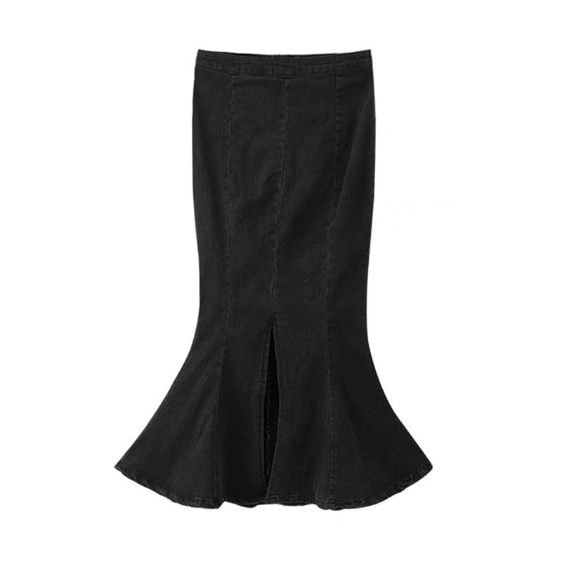 Chân váy jean Chữ a Lưng Cao Co Giãn Xẻ Tà Trước Và Sau Thời Trang Cho Nữ