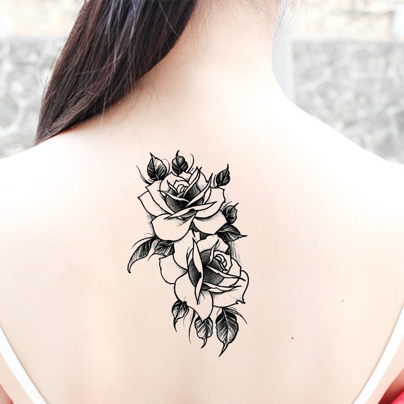 🍓Raspberry🍓 1 Nhãn Dán Hình Xăm Tạm Thời Hình Hoa Hồng Và Bướm Chống Nước Thời Trang