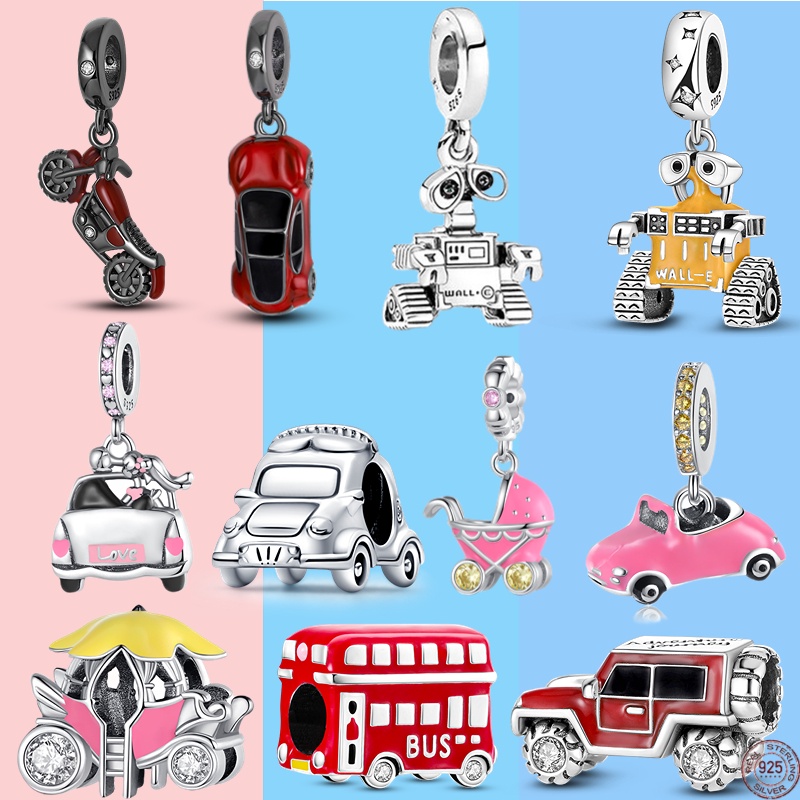 Hạt Xỏ Hành Lý Xe Buýt London Pandora Mạ Bạc 925 Dùng Làm Trang Sức DIY