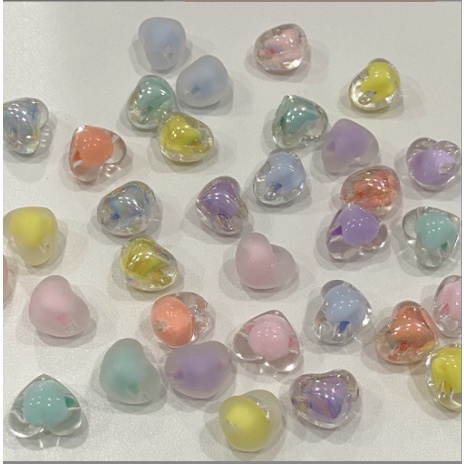 Bộ 20 Hạt Acrylic Trong Suốt Hình Trái Tim Dùng Làm Vòng Tay / Dây Buộc Tóc diy