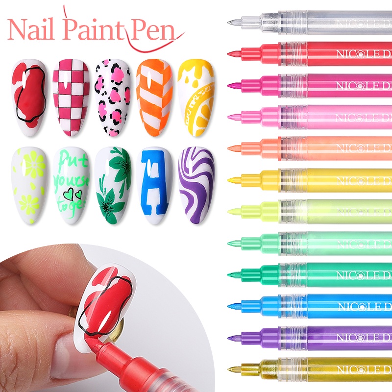 Bút Trang Trí Móng Nghệ Thuật 3D Đầy Màu Sắc Tiện Lợi