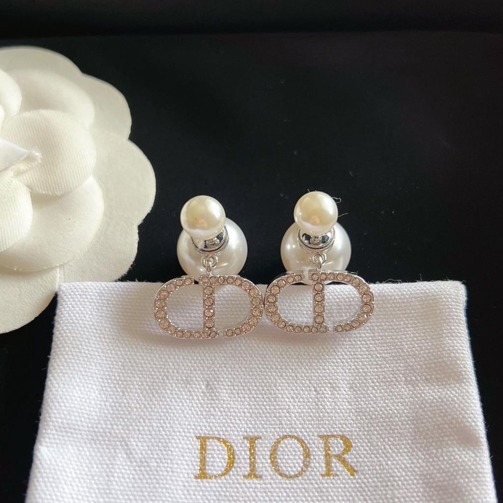 Bông Tai Mạ Bạc 925 Đính Ngọc Trai Kim Cương Giả Đơn Giản Thời Trang Năm 2023