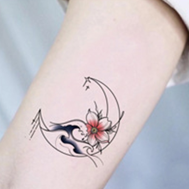 🍓Raspberry🍓 1 Nhãn Dán Hình Xăm Tạm Thời Hình Hoa Hồng Và Bướm Chống Nước Thời Trang