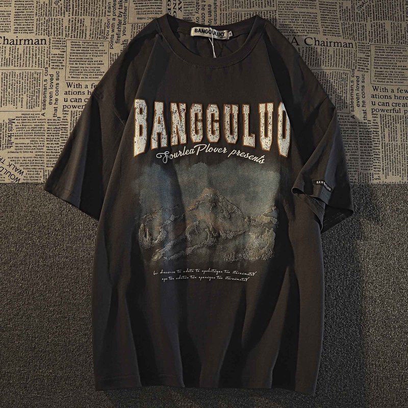 Áo Thun 100% Cotton Tay Ngắn Dáng Rộng Phong Cách Retro Cho Nam Giới