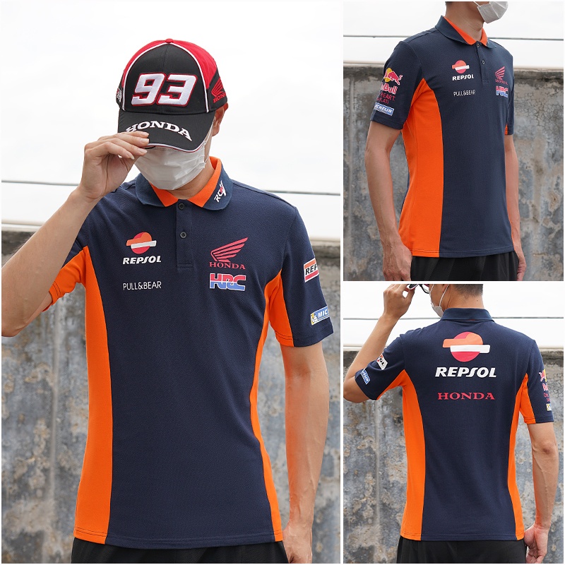 Áo polo Ngắn Tay Thoáng Khí Thoải Mái In Logo Honda Cá Tính Cho Nam