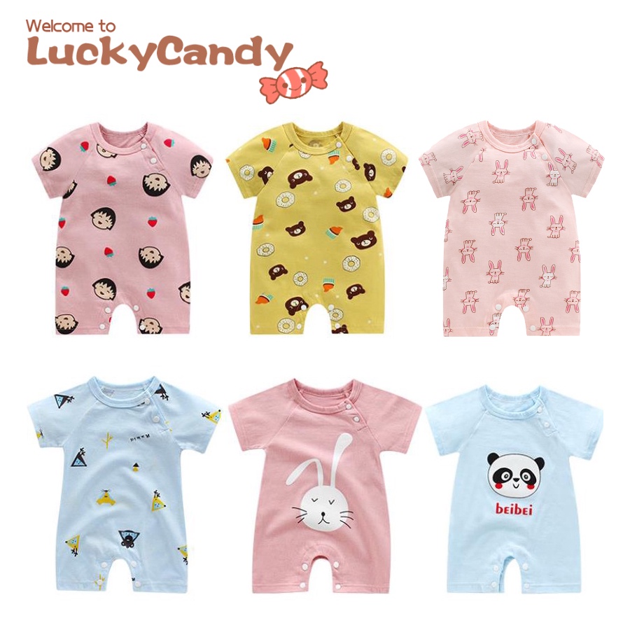 Áo liền quần LUCKYCANDY kiểu dáng đáng yêu cho trẻ mới sinh