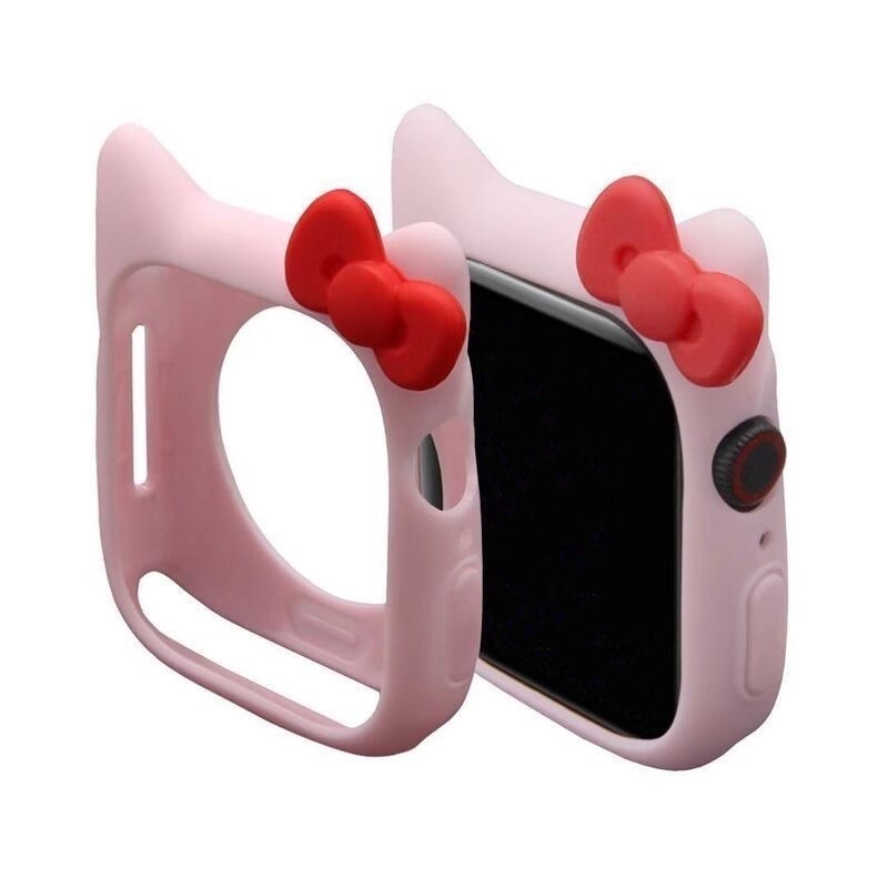 Ốp Bảo Vệ Bằng Silicon Hình Hello Kitty Cho iWatch 7 / 6 / 5 / 4 / 3 / 2 / 1 / SE Generation 38 / 40 / 41 / 42 / 44 / 45MM