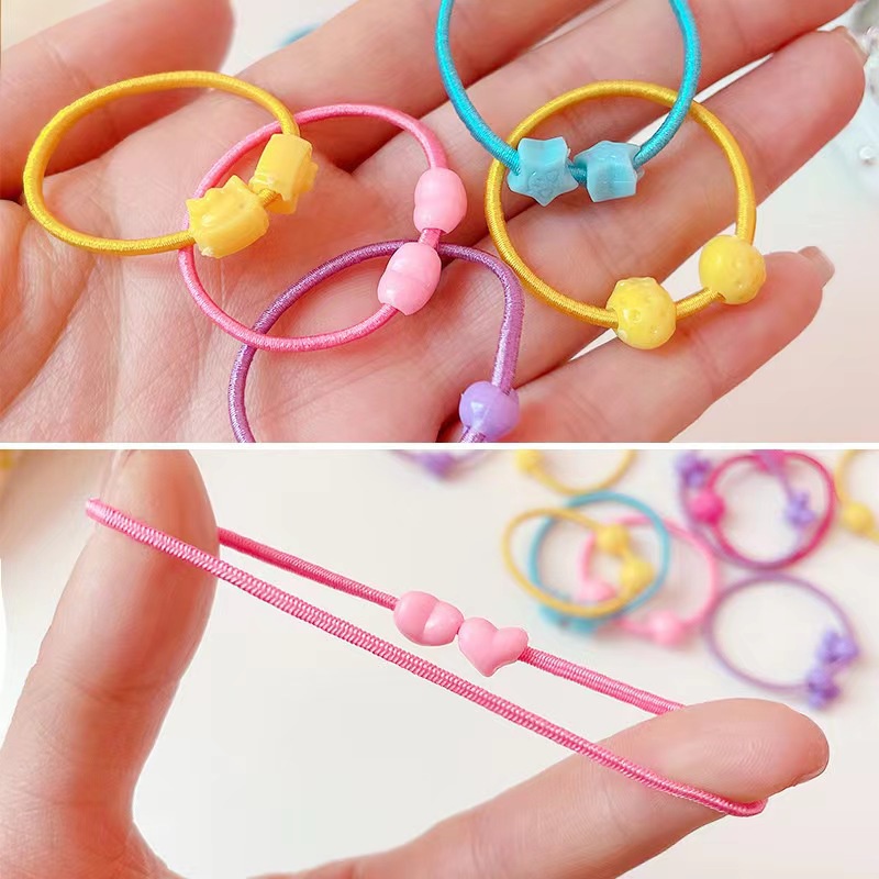 Set 50 Dây Buộc Tóc Co Giãn Nhiều Màu Sắc Cho Bé Gái