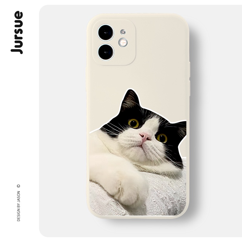 Ốp điện thoại JURSUE hoạt hình cặp đôi dễ thương đẹp mèo Cho iPhone 14 13 12 11 Pro Max SE 2020 X XR XS 8 7 ip 6S 6 Plus kute XYH1259