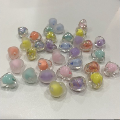 Bộ 20 Hạt Acrylic Trong Suốt Hình Trái Tim Dùng Làm Vòng Tay / Dây Buộc Tóc diy