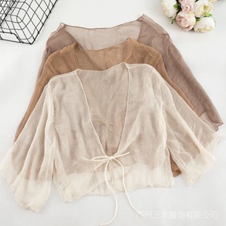 kho sẵn sàng🎁 Áo Khoác Cardigan Vải Voan Mỏng Dáng Ngắn Thời Trang