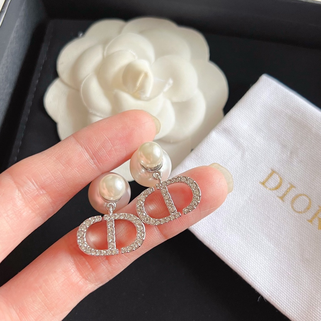 Bông Tai Mạ Bạc 925 Đính Ngọc Trai Kim Cương Giả Đơn Giản Thời Trang Năm 2023