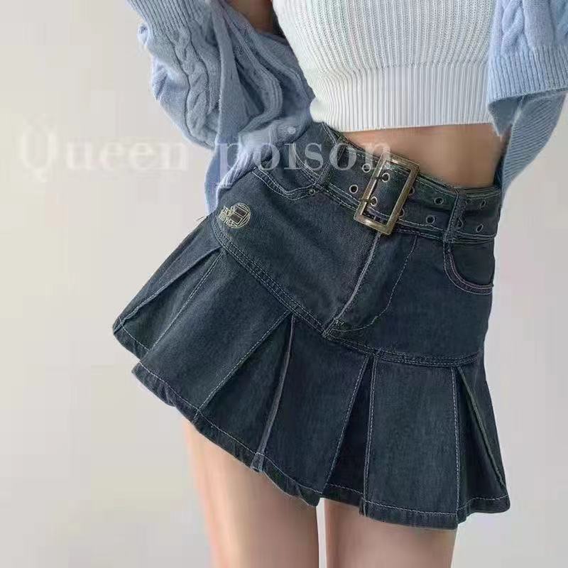 Chân váy jean Chữ A Lưng Cao Thêu Họa Tiết Thời Trang Xuân Hè Phong Cách Mỹ Cổ Điển Mới Cho Nữ