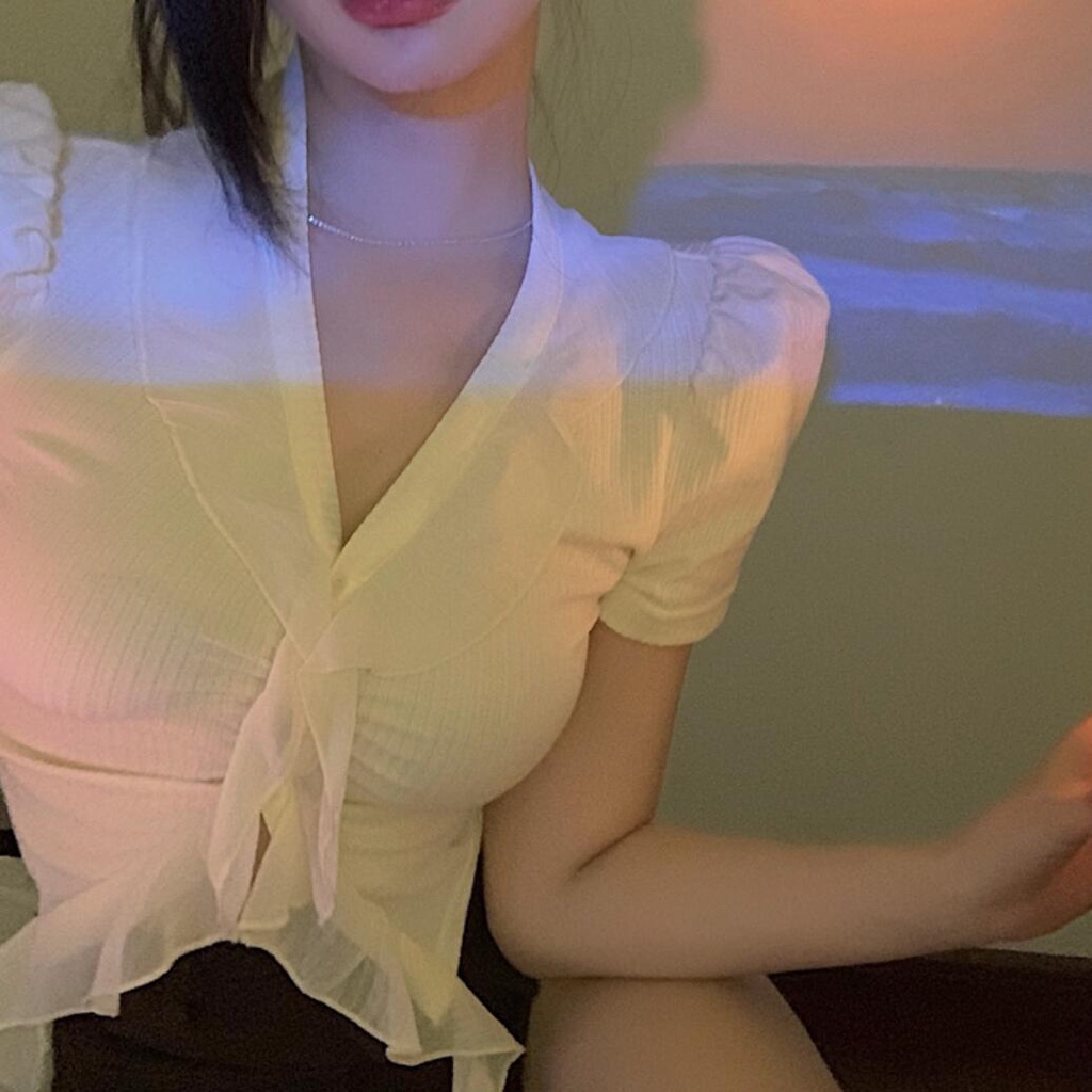 COZOK Áo Thun Tay Ngắn Cổ Chữ V Hợp Thời Trang