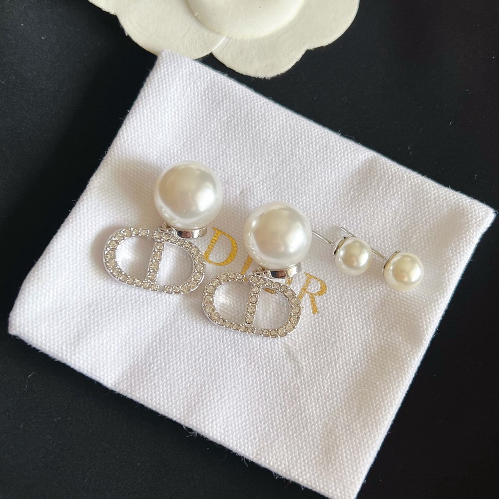 Bông Tai Mạ Bạc 925 Đính Ngọc Trai Kim Cương Giả Đơn Giản Thời Trang Năm 2023