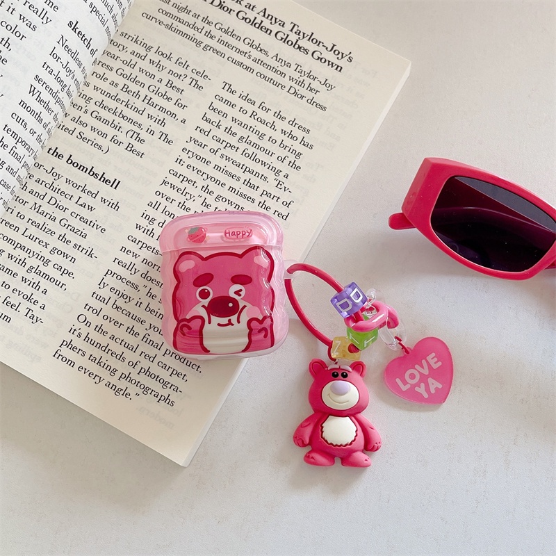 Ốp Bảo Vệ Hộp Đựng Tai Nghe AirPods 1 / 2 / 3 Hình Gấu Và Dâu Tây Xinh Xắn